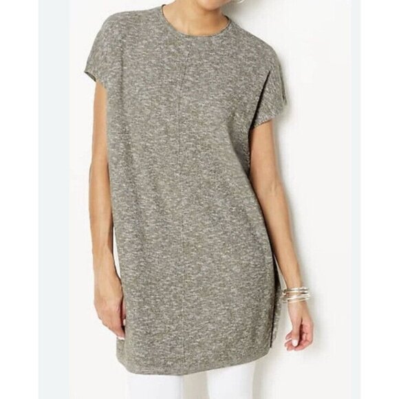 J. Jill Dresses & Skirts - J Jill Pure Jill Tunic Top Oversized Sz Medium Marled Green Knit Side Slits